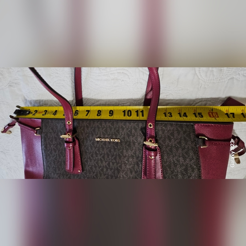 Michael Kors Burgundy and Gray Tote Bag - Picture 5 of 11